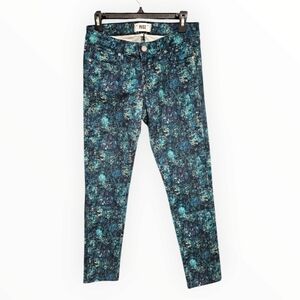 PAIGE Skyline Ankle Peg Skinny Jeans Blue Green Floral Print Jeans 29